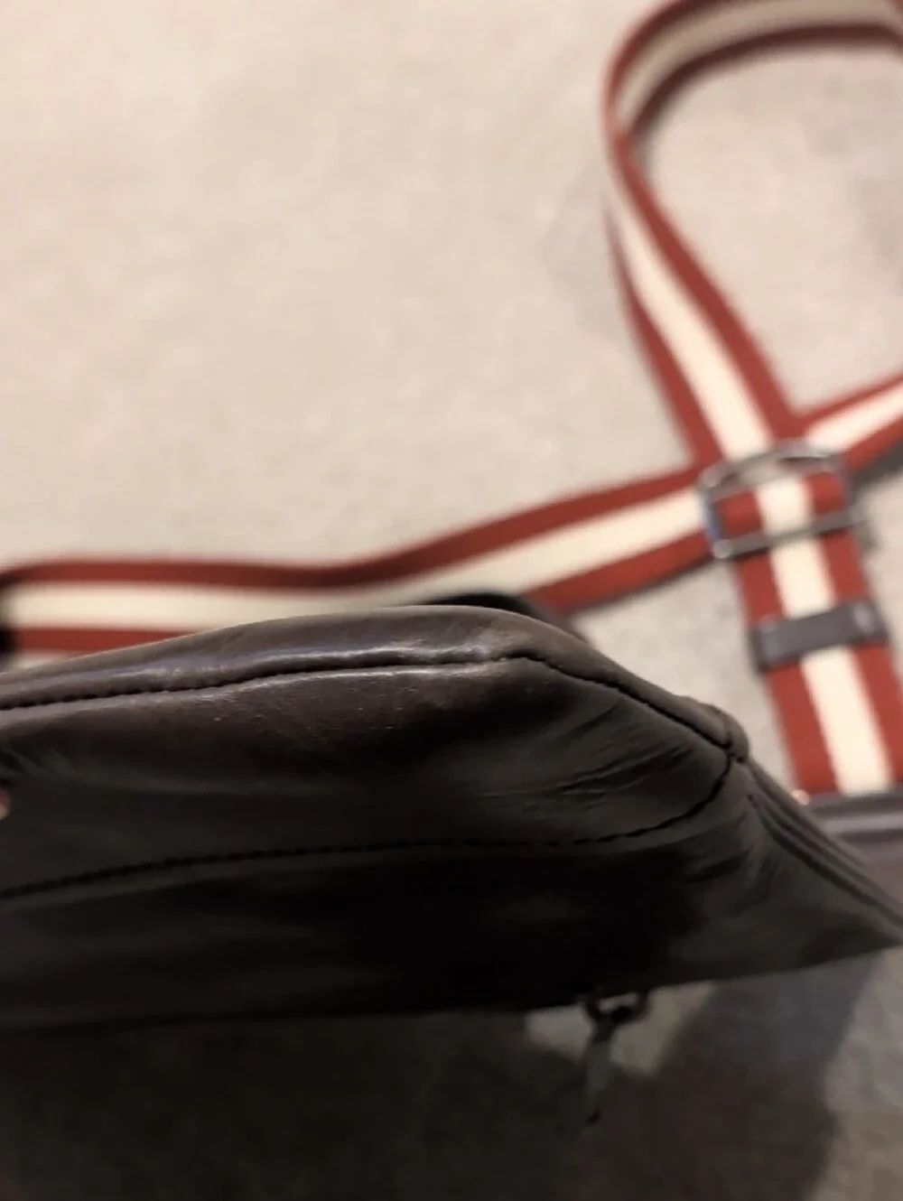 Bally Brown Leather Messenger Crossbody Bag Signature Stripe Strap